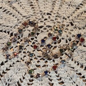 Vibrant Gemstone Heart Necklace & Matching Bracelet